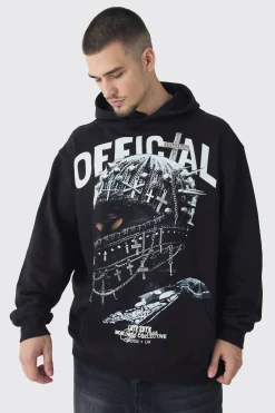 Tall Oversized Official Balaclava Print Hoodie | BoohooMAN UK