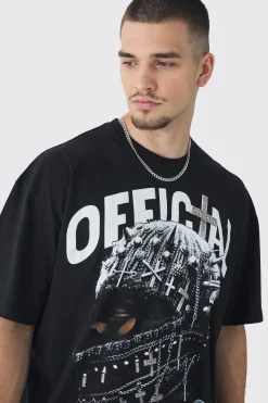Tall Oversized Official Balaclava Print T-Shirt | BoohooMAN UK