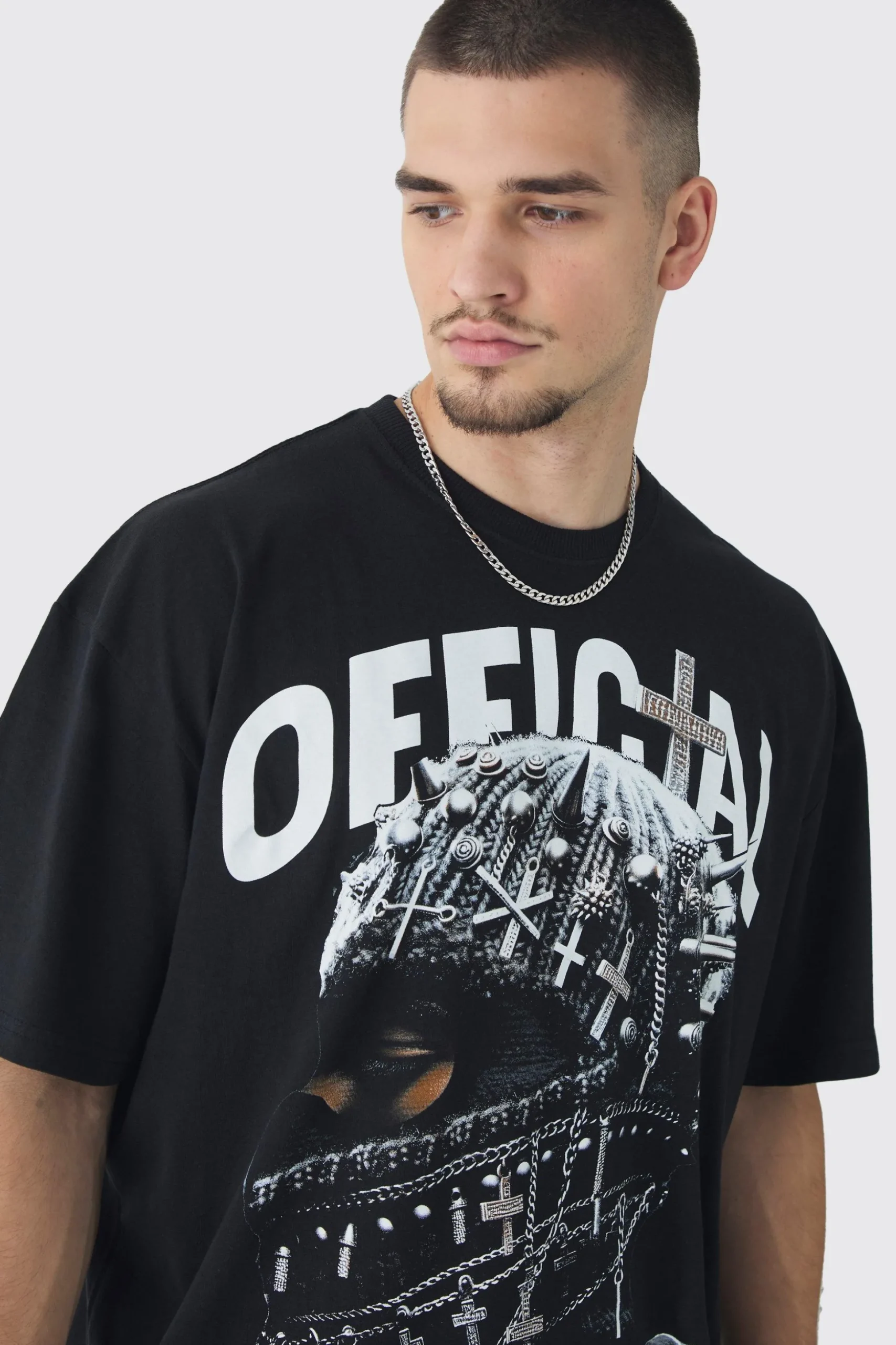 Tall Oversized Official Balaclava Print T-Shirt | BoohooMAN UK