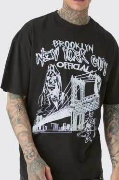 Tall Oversized Official City Print T-shirt | BoohooMAN UK