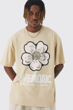 Tall Oversized Official Floral Print T-shirt | BoohooMAN UK