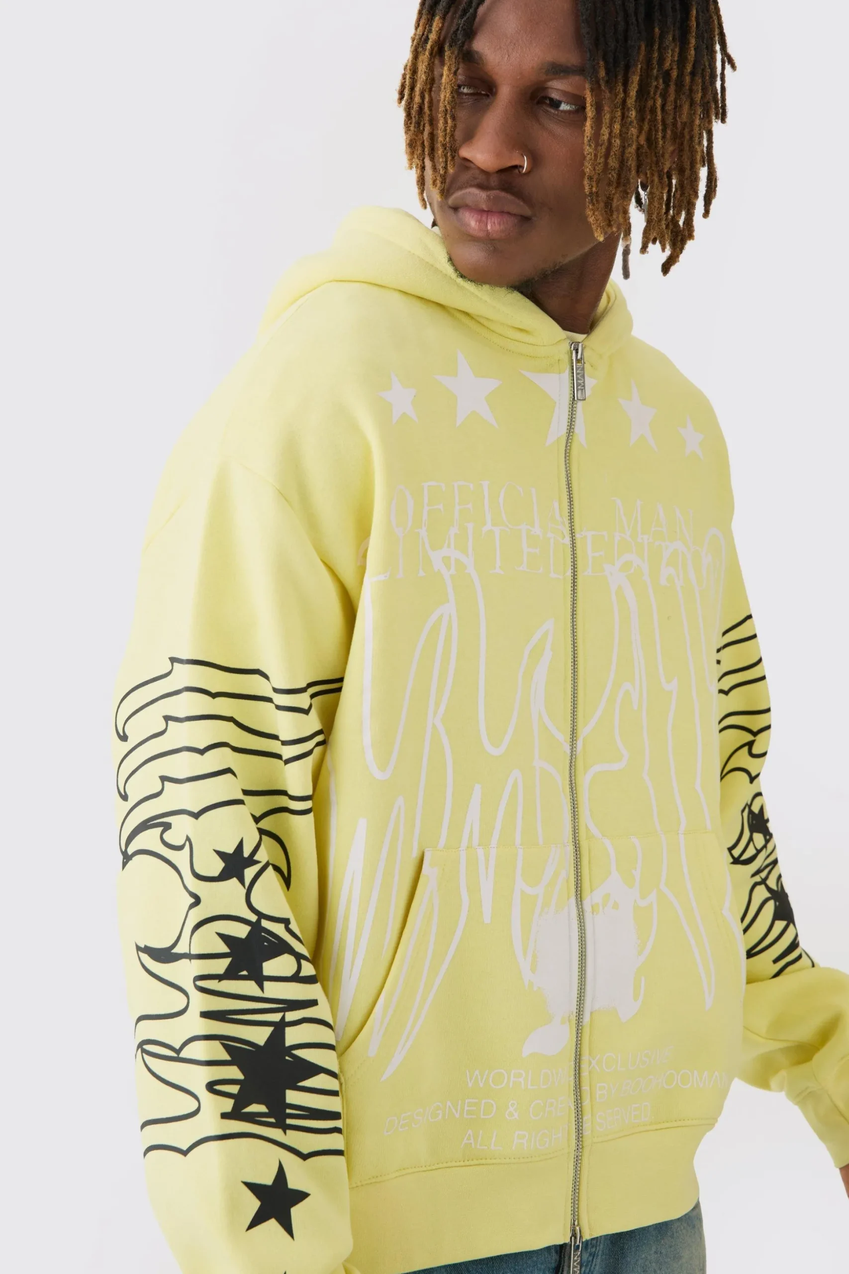 Tall Oversized Official Man Print Hoodie | BoohooMAN UK