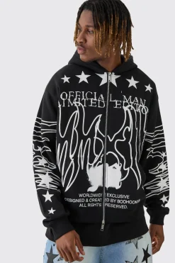 Tall Oversized Official Man Print Hoodie | BoohooMAN UK
