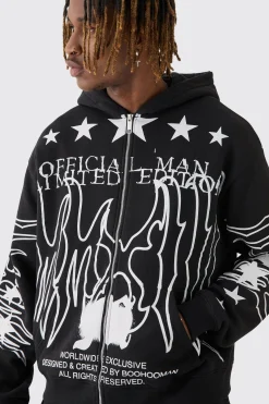 Tall Oversized Official Man Print Hoodie | BoohooMAN UK
