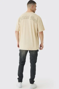 Tall Oversized Official Man Cross Puff Print T-Shirt | BoohooMAN UK
