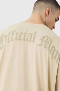 Tall Oversized Official Man Cross Puff Print T-Shirt | BoohooMAN UK