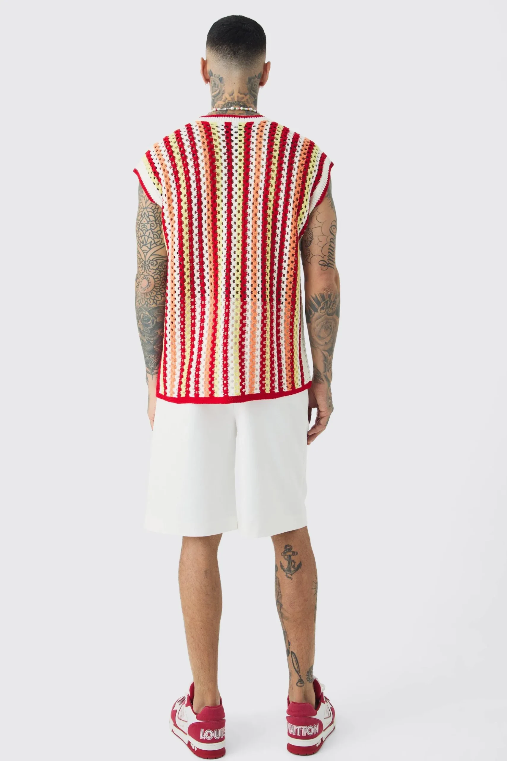 Tall Oversized Open Stitch Crochet Knitted Tank | BoohooMAN UK