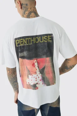 Tall Oversized Penthouse Magazine License T-Shirt | BoohooMAN UK