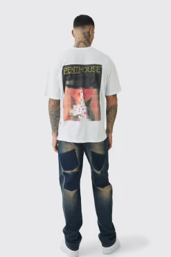 Tall Oversized Penthouse Magazine License T-Shirt | BoohooMAN UK