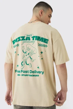 Tall Oversized Pizza Graphic T-Shirt | BoohooMAN UK