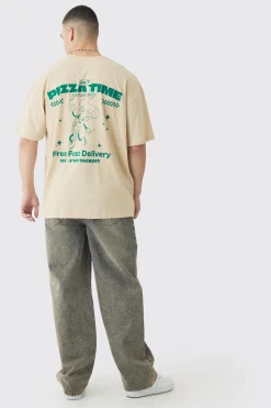 Tall Oversized Pizza Graphic T-Shirt | BoohooMAN UK