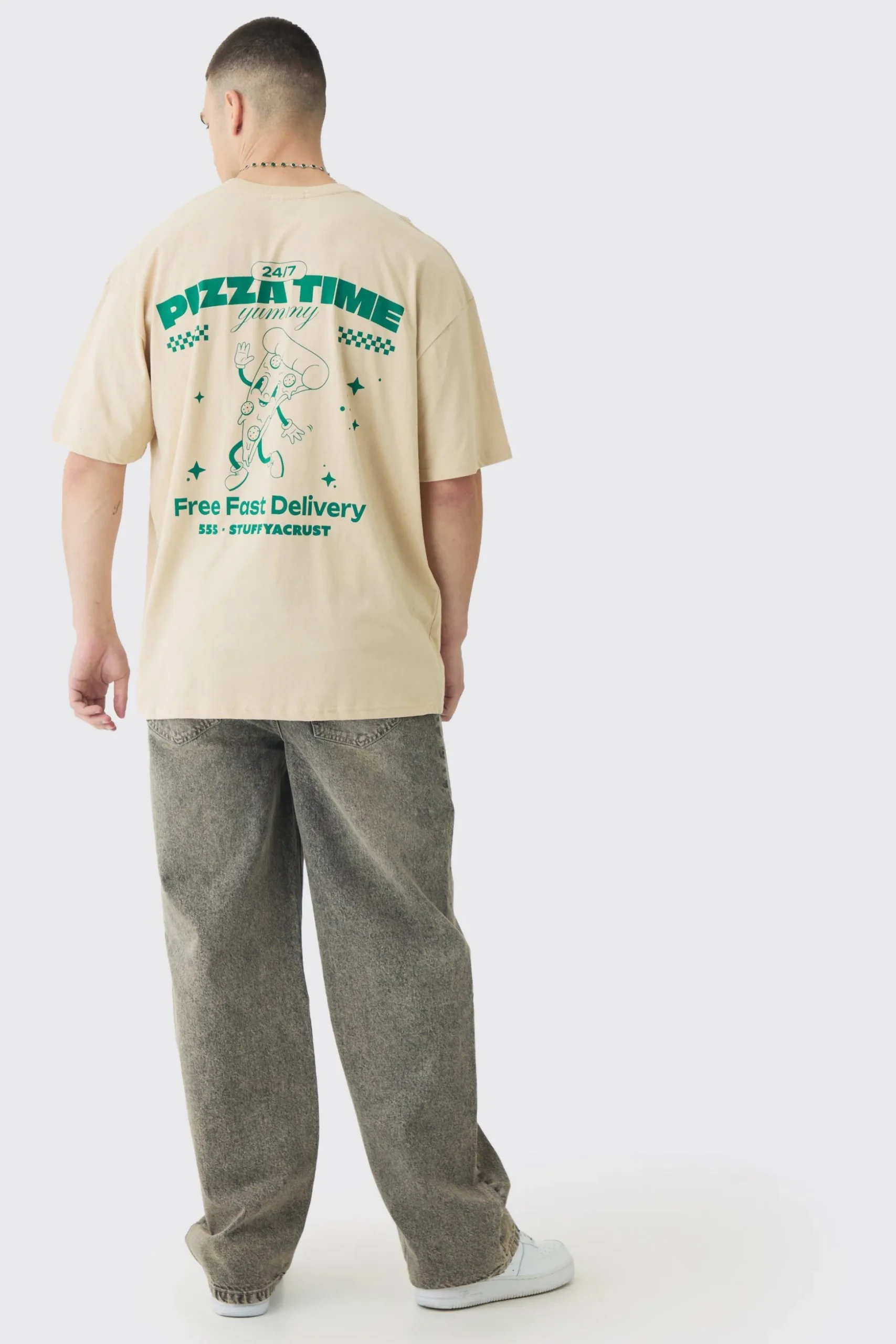 Tall Oversized Pizza Graphic T-Shirt | BoohooMAN UK