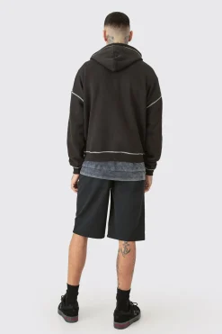 Tall Oversized Plush Boxy Drop Shoulder Printed Hoodie | BoohooMAN UK