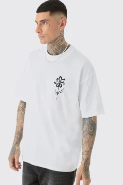 Tall Oversized Pour Homme Line Drawing Print T-shirt | BoohooMAN UK