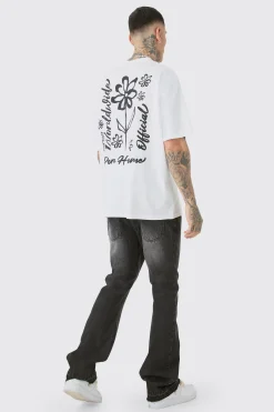 Tall Oversized Pour Homme Line Drawing Print T-shirt | BoohooMAN UK