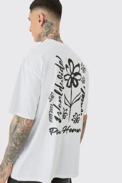 Tall Oversized Pour Homme Line Drawing Print T-shirt | BoohooMAN UK