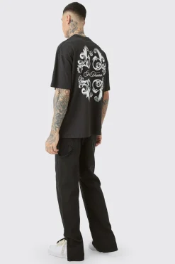 Tall Oversized Pour Homme Floral Print T-shirt | BoohooMAN UK