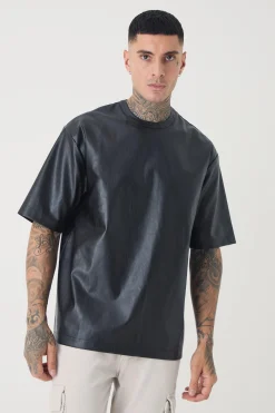 Tall Oversized Pu T-shirt | BoohooMAN UK