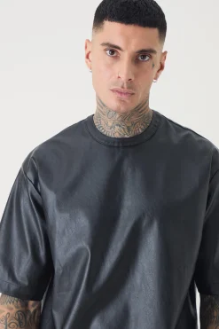 Tall Oversized Pu T-shirt | BoohooMAN UK