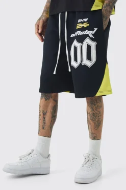 Tall Oversized Puff Print Moto Mid Length Shorts | BoohooMAN UK
