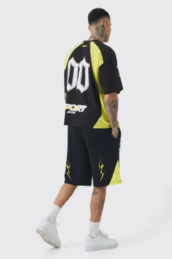 Tall Oversized Puff Print Moto Mid Length Shorts | BoohooMAN UK