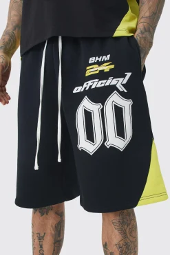 Tall Oversized Puff Print Moto Mid Length Shorts | BoohooMAN UK