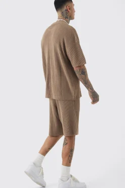 Tall Oversized Ribbed Knit T-shirt | BoohooMAN UK
