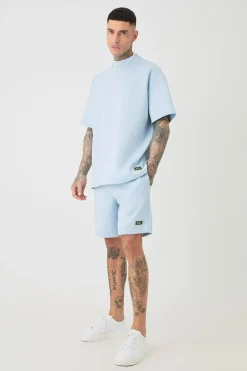 Tall Oversized Scuba T-shirt & Relaxed Short Set | BoohooMAN UK