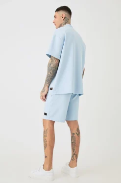Tall Oversized Scuba T-shirt & Relaxed Short Set | BoohooMAN UK