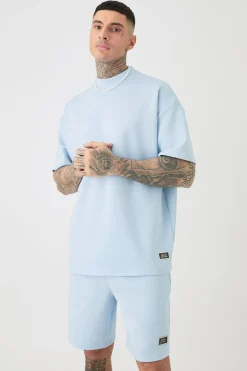 Tall Oversized Scuba T-shirt & Relaxed Short Set | BoohooMAN UK