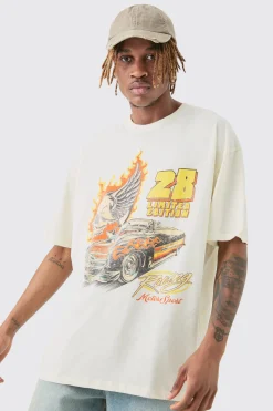 Tall Oversized Skull Car Graphic T-shirt | BoohooMAN UK