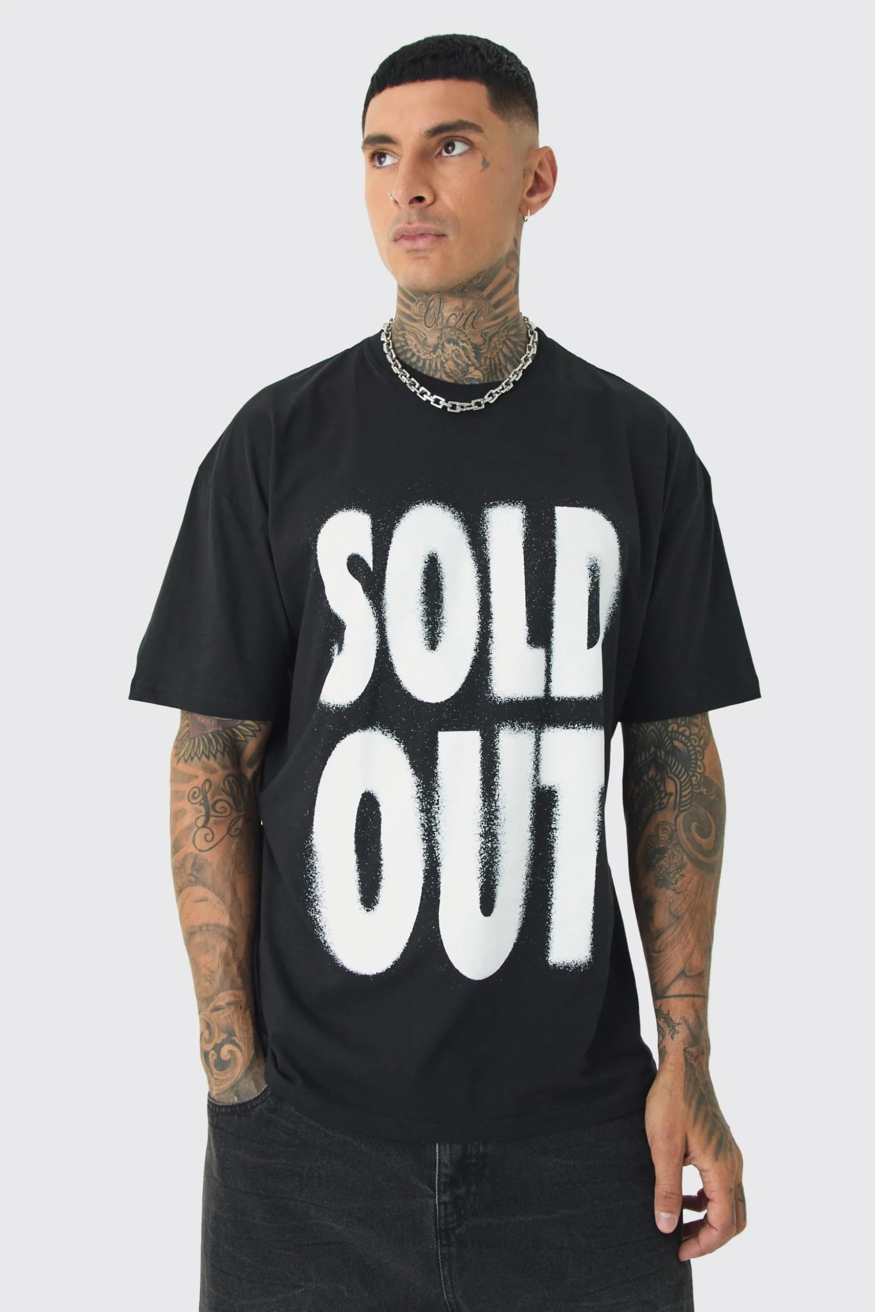 Tall Oversized Sold Out Print T-shirt | BoohooMAN UK