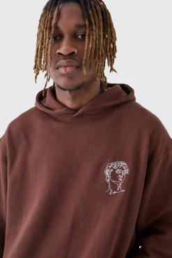 Tall Oversized Statue Embroidered Hoodie | BoohooMAN UK