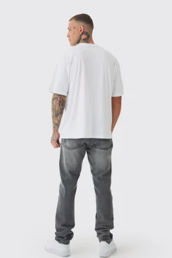 Tall Oversized Tall Cherry Embroidered T-shirt In White | BoohooMAN UK