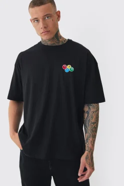Tall Oversized Tall OFCL 8 Ball Embroidered T-shirt In Black | BoohooMAN UK