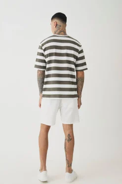 Tall Oversized Textured Stripe T-shirt | BoohooMAN UK