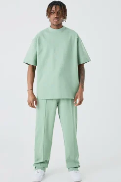 Tall Oversized T-shirt & Relaxed Jogger Interlock Set | BoohooMAN UK