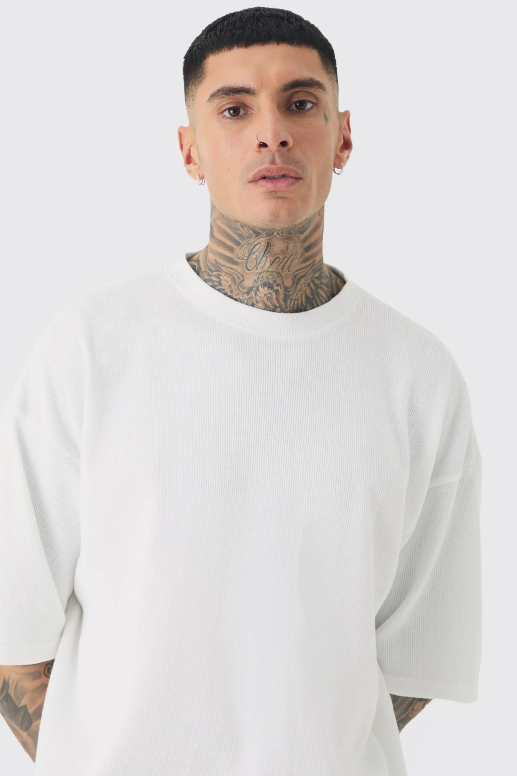 Tall Oversized Waffle T-shirt | BoohooMAN UK