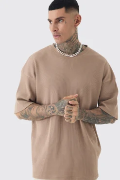 Tall Oversized Waffle T-shirt | BoohooMAN UK