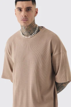 Tall Oversized Waffle T-shirt | BoohooMAN UK