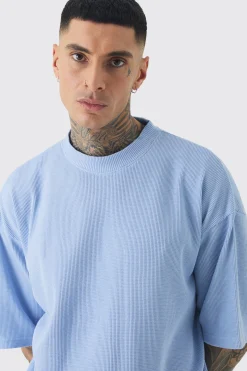 Tall Oversized Waffle T-shirt & Cargo Short Set | BoohooMAN UK