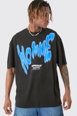 Tall Painted Homme T-shirt In Black | BoohooMAN UK