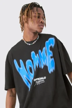 Tall Painted Homme T-shirt In Black | BoohooMAN UK
