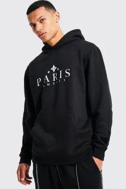 Tall Paris City Print Hoodie | BoohooMAN UK