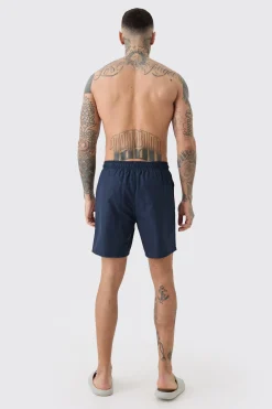 Tall Plain Mid Length Swim Short | BoohooMAN UK