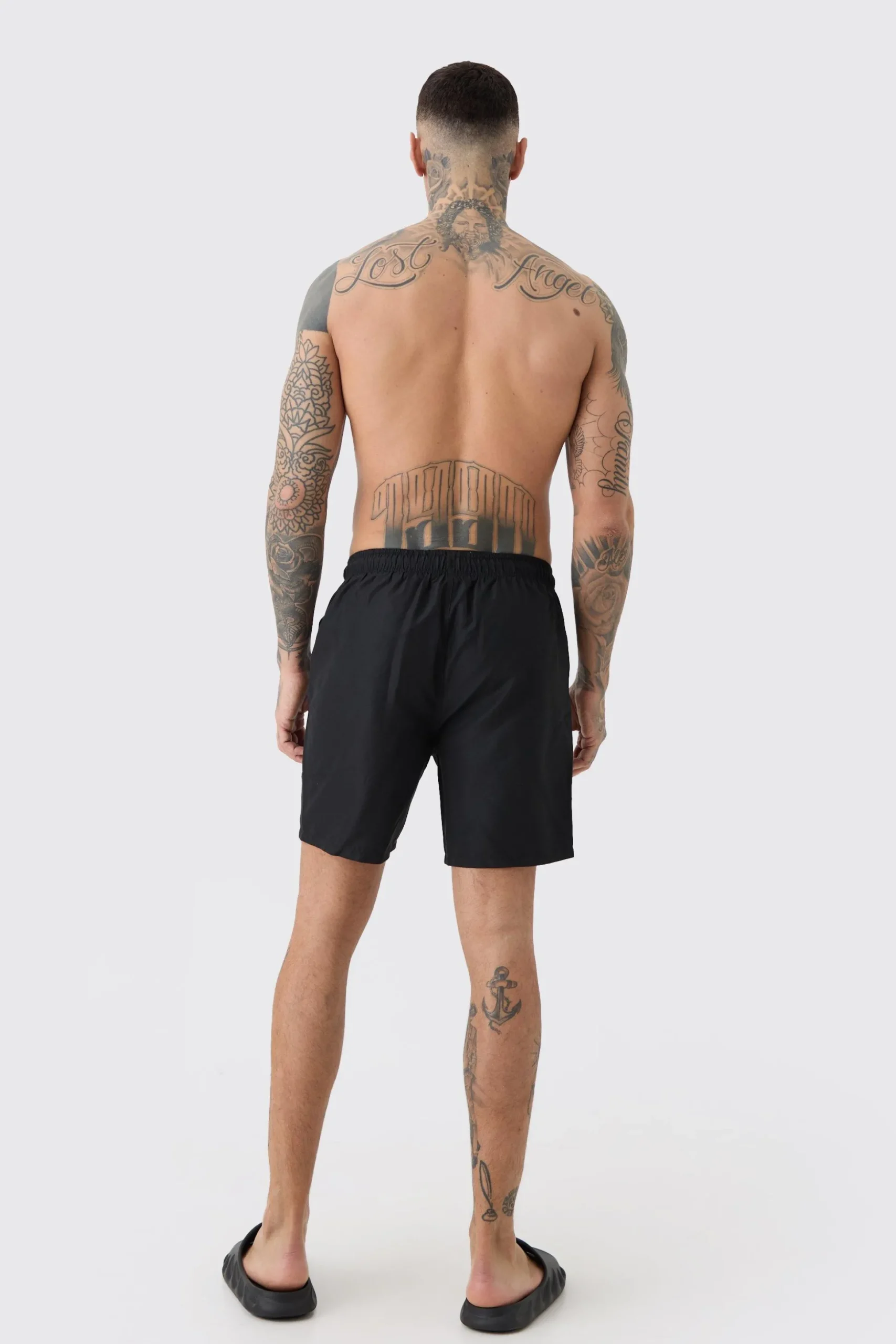 Tall Plain Mid Length Swim Short | BoohooMAN UK