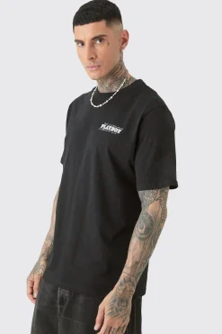 Tall Playboy License Check Print T-shirt In Black | BoohooMAN UK