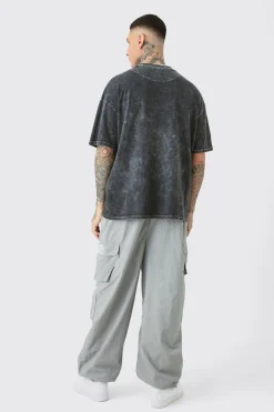 Tall Pleat Knee Branded Parachute Pants | BoohooMAN UK
