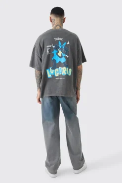 Tall Pokemon Lucario License T-shirt In Grey | BoohooMAN UK