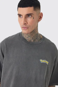 Tall Pokemon Lucario License T-shirt In Grey | BoohooMAN UK